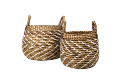 HSM-collectie Mandenset S/2-ø40x42/ø30x36-Natuurlijk/Wit-Waterhyacint