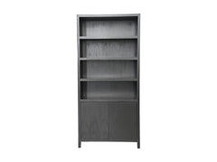 HSM-collectie Wandkast Met 4 Vakken-100x42x215-Zwart-Teakfineer
