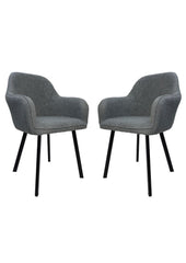 HSM-collectie - Eetkamerstoel Demi S/2 - 60x54x82.5 - Licht Grijs/Zwart - Stof/Metaal
