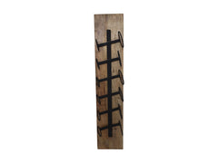HSM-collectie - Hangend wijnrek 6 flessen - 20x13x100 - Naturel/Zwart - Mango/Metaal