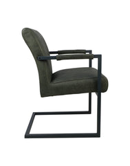 HSM-collectie - Eetkamerstoel Texas Met Arm S/2 - 55x50x85 - Groen/Grijs - Leder/Metaal