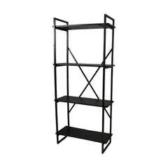 HSM-collectie-Stellingkast 4 Planken-80x35x180-Zwart-Mango/Metaal
