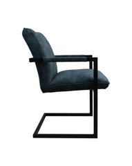 HSM-collectie - Eetkamerstoel Boston S/2 - 56x68x89 - Blauw/Zwart - Stof/Metaal