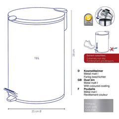 Mats Trash Can with Pedal 12 liters
