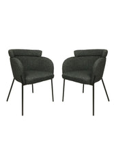 HSM-collectie - Eetkamerstoel Luca S/2 - 57x60x81 - Antraciet/Zwart - Stof/Metaal