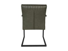 HSM-collectie - Eetkamerstoel Texas Met Arm S/2-55x50x85-Groen/Zwart-Leder/Metaal