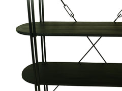 HSM-collectie-Wandkast Met 4 Planken-130x39x140-Zwart-Mango/Metaal