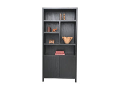 HSM-collectie Wandkast Met 5 Vakken R-100x42x215-Zwart-Teakfineer