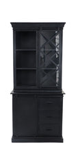 HSM-collectie Vitrinekast Melbourne 2 Deur 3La-95x45x195-Zwart-Mango/Metaal