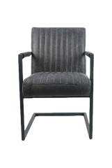 HSM-collectie-Eetkamerstoel Texas Met Arm-55x50x85-Grafiet/Grijs-Leder/Metaal