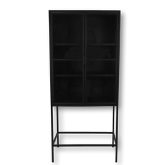 HSM-collectie Vitrinekast Manhattan 2 Deur-80x45x180-Zwart-Metaal/Glas