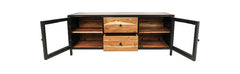 HSM Collection-Tv Meubel Kingston 2 Deur 2 La-140x40x55-Naturel/Zwart-Acacia/Metaal