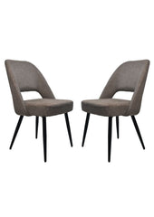 HSM-collectie - Eetkamerstoel Jenna - Set van 2 - 62x54x87 - bruin/zwart - Katoen