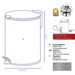 Mats Trash Can with Pedal 5 liters
