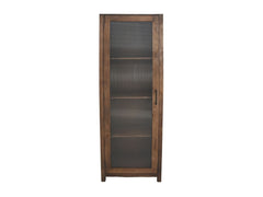 HSM Collectie-Vitrinekast 1 Deur Links-60x40x180-Natuurlijk-Mango/Glas