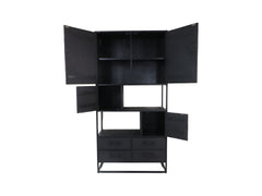 HSM-collectie Wandkast Verona 4 Deur 4 La-100x40x200-Zwart-Mango/Metaal