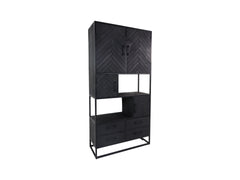 HSM-collectie Wandkast Verona 4 Deur 4 La-100x40x200-Zwart-Mango/Metaal