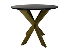 HSM-collectie - Ronde eettafel Marmer - 90x90x76 - Zwart/Goud - Marmer/Metaal