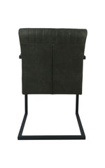 HSM-collectie - Eetkamerstoel Texas Met Arm S/2 - 55x50x85 - Groen/Grijs - Leder/Metaal