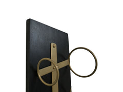 HSM-collectie - Hangend wijnrek 4 flessen - 20x13x65 - Zwart/Goud - Mango/Metaal