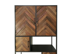 HSM-collectie - Wandkast Verona 4 Deur 4 La-100x40x200-Bruin/Zwart-Mango/Metaal