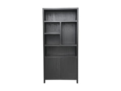 HSM-collectie Wandkast Met 5 Vakken R-100x42x215-Zwart-Teakfineer