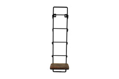 HSM-collectie - Hangend wijnrek 4 flessen - 15x10x70 - Naturel/Zwart - Mango/Metaal