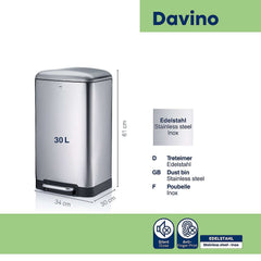 Davino Trash Can with Pedal 30 liters