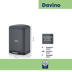 Davino Trash Can with Pedal 12 liters
