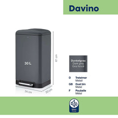 Davino Trash Can with Pedal 30 liters