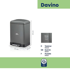 Davino Trash Can with Pedal 6 liters