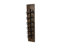 HSM-collectie - Hangend wijnrek 6 flessen - 20x13x100 - Naturel/Zwart - Mango/Metaal