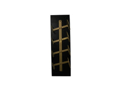 HSM-collectie - Hangend wijnrek 4 flessen - 20x13x65 - Zwart/Goud - Mango/Metaal