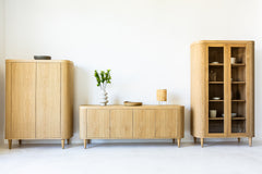 HSM-collectie Vitrinekast Dune 2 Deur-120x50x200-Naturel-Eiken