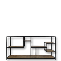 HSM-collectie - Open boekenkast Levels - 160x38x80 - Naturel/Zwart - Mango/Metaal