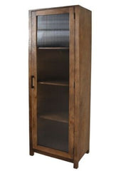 HSM Collectie-Vitrinekast 1 Deur Rechts-60x40x180-Natuurlijk-Mango/Glas