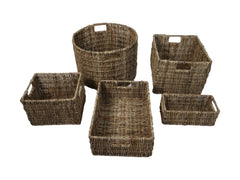 HSM-collectie Mandenset S/5-ø47x30-Natuurlijk-Bananenblad