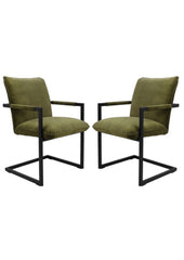 HSM-collectie - Eetkamerstoel Boston S/2 - 56x68x89 - Groen/Zwart - Stof/Metaal