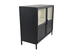 HSM-collectie Vitrinekast Bronx Laag 2 Deur-90x40x85-Zwart/Grijs-Metaal