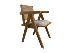 HSM-collectie-Eetkamerstoel Phi+ zitting-52x54x83-Natuurlijk/Grijs-Teak/Stof