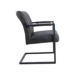 HSM-collectie-Eetkamerstoel Texas Met Arm-55x50x85-Grafiet/Grijs-Leder/Metaal