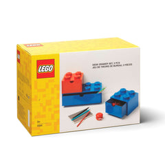 Storage Box Desk Drawer Brick Color Set of 3 Pieces