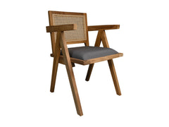 HSM Collectie-Eetkamerstoel Phi-52x54x83-Natuurlijk/Donkergrijs-Teak/Stof