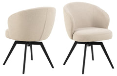 HSM-collectie - Dining Chair Alma + Armrest - 80x58,5x60 - Crème/Zwart - Stof/Metaal