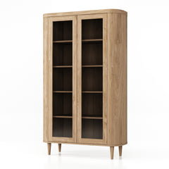 HSM-collectie Vitrinekast Dune 2 Deur-120x50x200-Naturel-Eiken