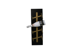 HSM-collectie - Hangend wijnrek 4 flessen - 20x13x65 - Zwart/Goud - Mango/Metaal