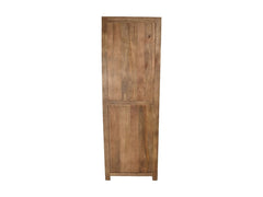 HSM Collectie-Vitrinekast 1 Deur Links-60x40x180-Natuurlijk-Mango/Glas