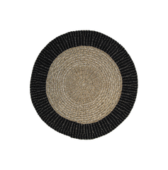 HSM-collectie Vloerkleed Malibu -ø120-Natuur/Zwart-Raffia/Zeegras