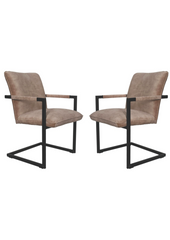 HSM-collectie - Eetkamerstoel Boston S/2 - 56x68x89 - Lever - Stof/Metaal