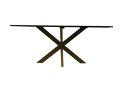 HSM-collectie - Rechthoekige Eettafel Marmer - 180x90x77 - Zwart/Goud - Marmer/Metaal